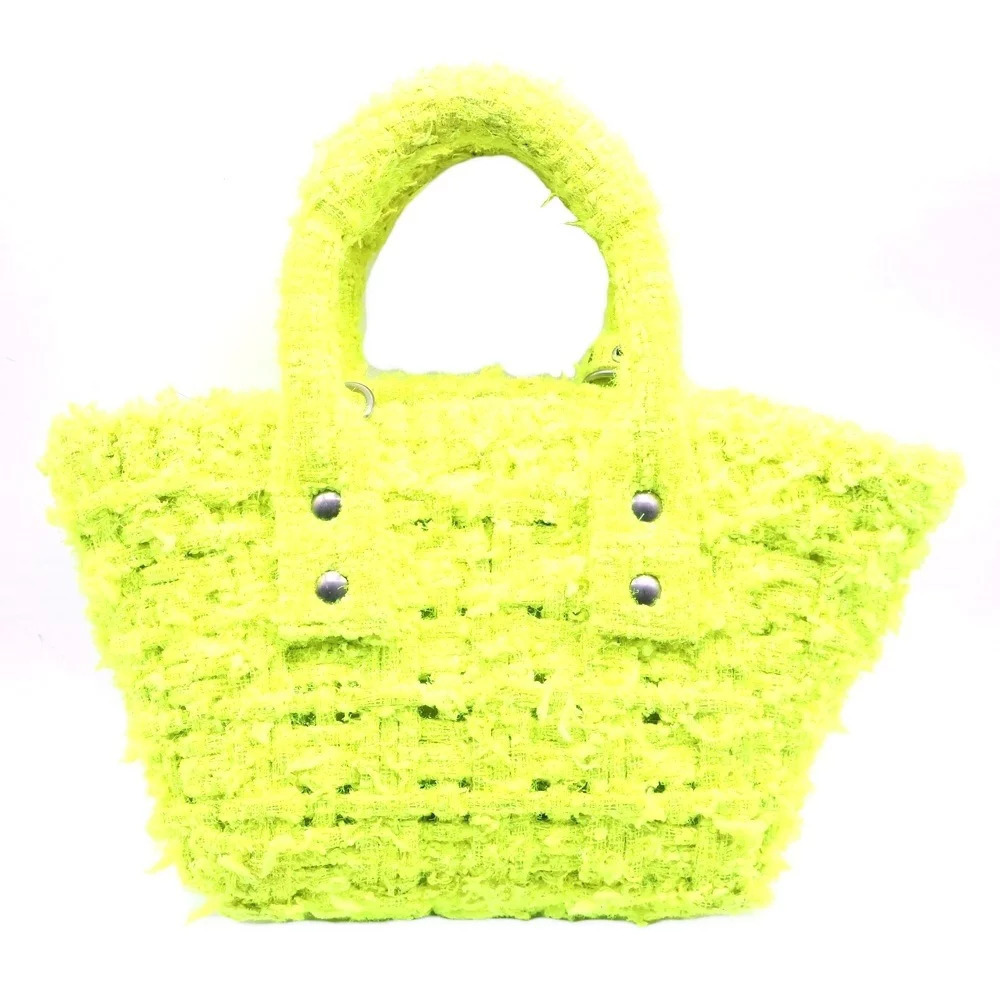 Balenciaga Bistro XXS Tweed Bag Handbag Shoulder Yellow